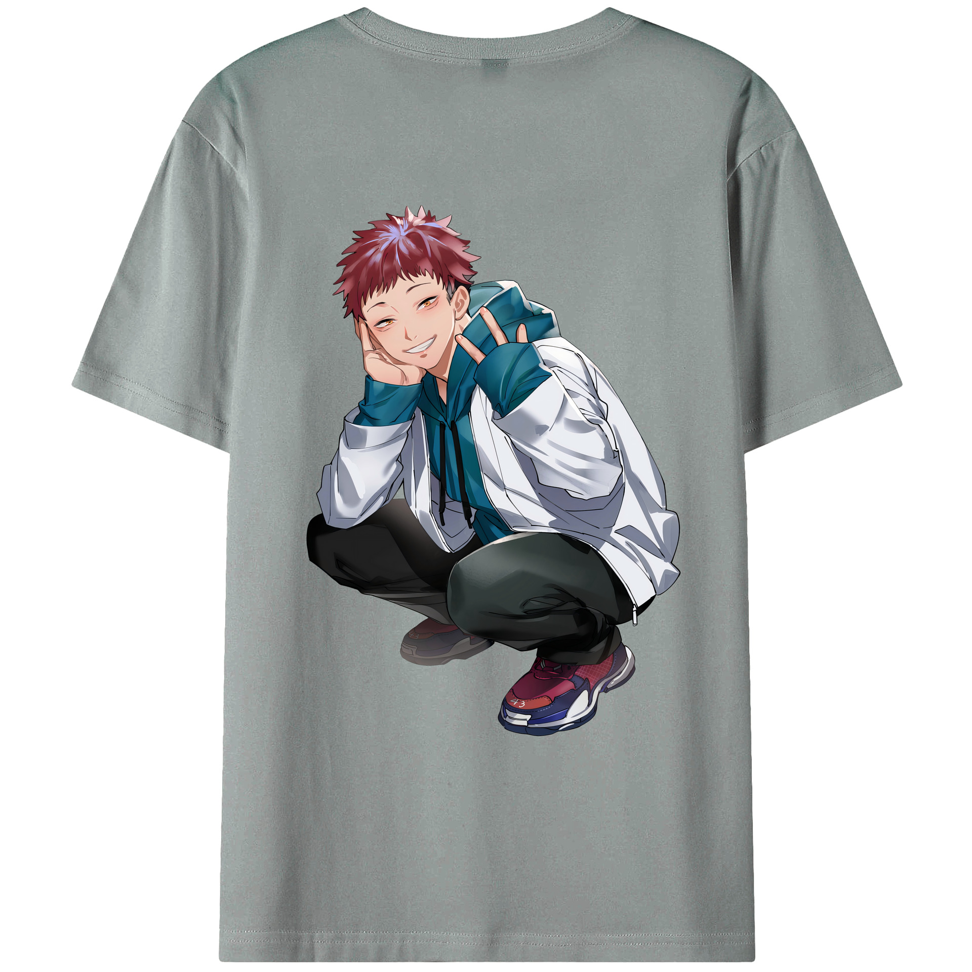 （画像用） 呪術廻戦 Jujutsu Kaisen 綿100％ メンズ半袖Tシャツ（バックプリント） 通気性